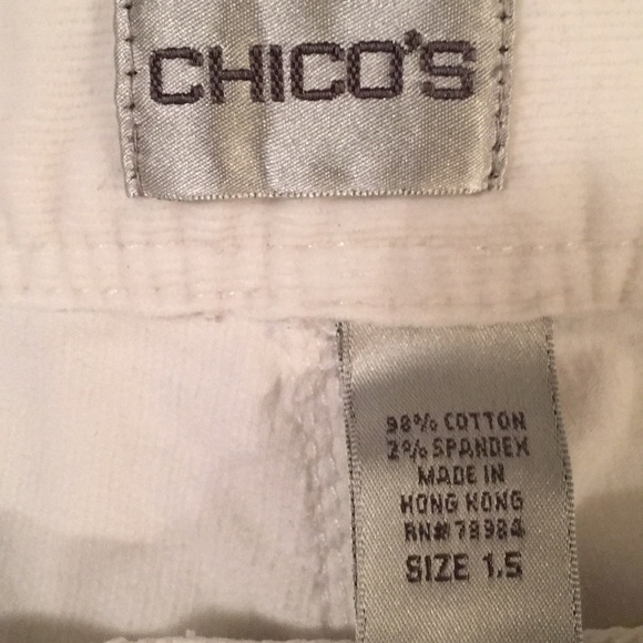 Chicos White Corduroy Jeans Sz 1.5, 31.5” Waist - Picture 7 of 8